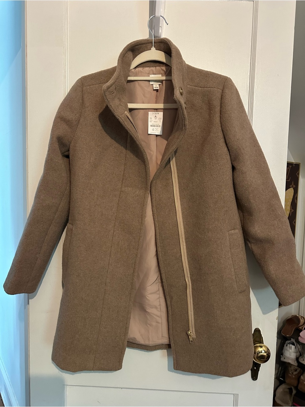 J. Crew Women's Wool Blend Peacoat in Taupe
